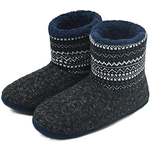 Produktbild: COFACE Hüttenschuhe Herren Warm Winter Hausschuhe Herren Plüsch Flauschig Gefütterte Hausstiefel Männer Haussocken Filz Pantoffeln