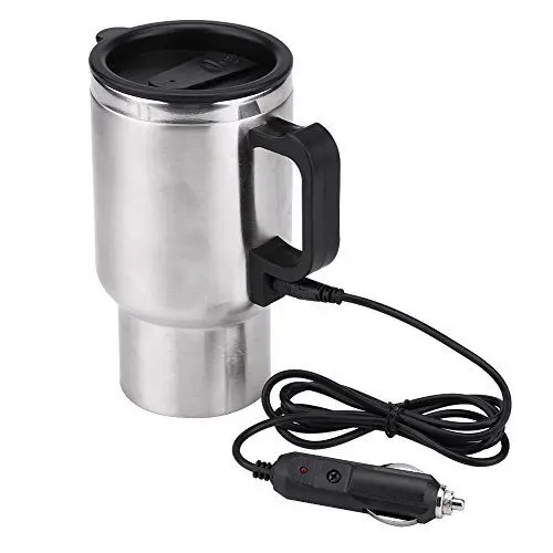 Produktbild: Coffee Travel Mug, Coffee Mug, Silver + Black Edelstahl Pratical 12V for Prevent Burns 12V Power Source Cars
