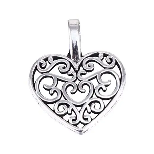 Produktbild: COHEALI 100st Antique Charms Anhänger Silbercharme Anhänger Schmuck, Der Charms Macht. Emaille Herat Anhänger. Diy Herz Anhänger Charms Herzschmuck Charms. Herzförmig Bastelmaterial