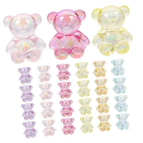 Produktbild: COHEALI 100st Cartoon Bär Perlen Kawaii Bärenanhänger Charme Lutscher Bär-ohrring-anhänger Kawaii-anhänger Haarspangen Tragen Bärenbonbonperlen Perlen Tragen 3d Niedlich Acryl Stirnband
