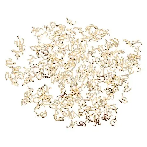 Produktbild: COHEALI 104st Brief Zubehör Anhänger Alphabet-anhänger Mini-zubehör Spielset-zubehör Halsketten Gold Anfangsanhänger Aus Emaille Buchstaben-schlüsselanhänger Charme Für Golden Legierung