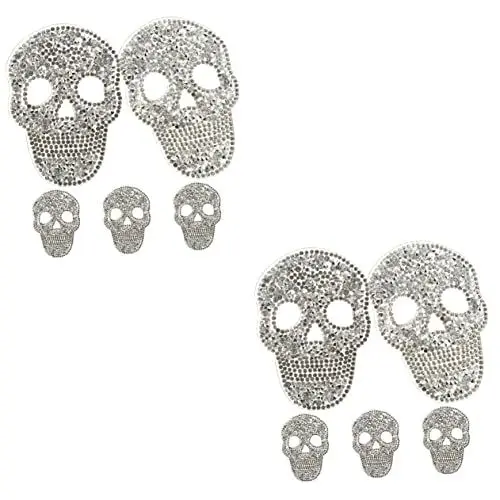 Produktbild: COHEALI Skelett Aufnäher 10 Stück -hot-diamant-aufkleber Halloween- Halloween-kostüm Mützendekorationen -aufnäher Halloween-strass-aufnäher -aufnäher Deko-aufnäher Bügelbilder Pirat