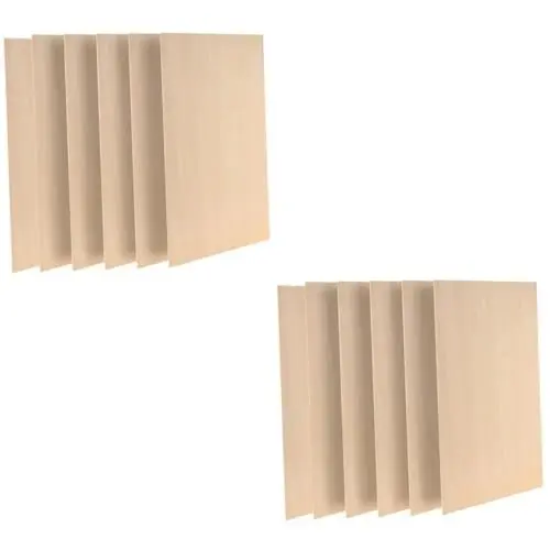 Produktbild: COHEALI 12 Stk Rechteckiges Furnier Leere Zum Malen Unvollendet Handgefertigte Accessoires Bastelzubehör Selber Machen Diy-material Holz
