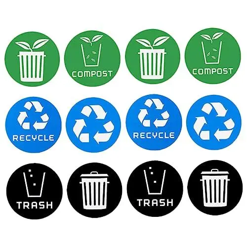 Produktbild: COHEALI 12st Aufkleber Für Die Mülltrennung Mülleimer-recycling-schild Recycling-schild Für Mülleimer Aufkleber Für Mülleimer Etiketten Für Mülleimer Wasserdicht Pvc Schmücken