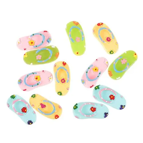 Produktbild: COHEALI 12st Flip-flops-zubehör Sandalen, Schuhe, Cartoon-flip-flops-bastelarbeiten Diy- Für Handyhüllen Miniatur-hausschuhspielzeug Charme Bilderrahmen Kind