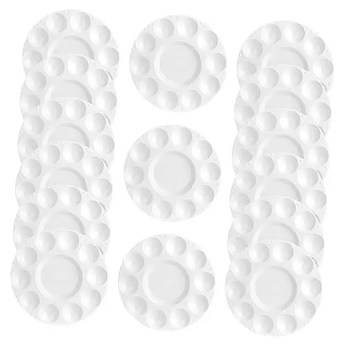 Produktbild: COHEALI 15St 11 Paletten mischpalette kunststoffpaletten Mischwerkzeug malerpalette Farbwanne Aquarellfarben-Palette Runde Farbmischtablett Aquarellpigmenttablett Plastik Weiß