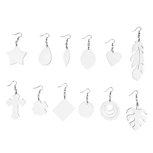 Produktbild: COHEALI 16 Paare Sublimationsohrringe Ohrringe Aus Sterlingsilber Herz Ohrring Sublimations-ohrring-rohlinge Ohrring Anhänger Ohrringrohlinge Für Vinyl Lorbeerblätter MDF Weiß Leer