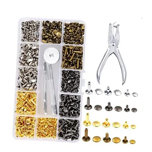 Produktbild: COHEALI 1 Packung 360 Sets Lederkappe Nieten Metallnieten Für Leder Nieten Für Metall Doppelseitige Nieten Chicago-schraube Rundkopfschrauben Knöpfe Zum Basteln Bastelset Jacke Konisch