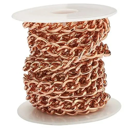 Produktbild: COHEALI 1 Rolle Handkette Bastelkette Panzerketten Schmuckkette Goldene Panzerkette Diy Halskette Kette Machen Charm Halter Für Halskette Halsketten-lanyard Handschmuck Aluminium Rose Gold