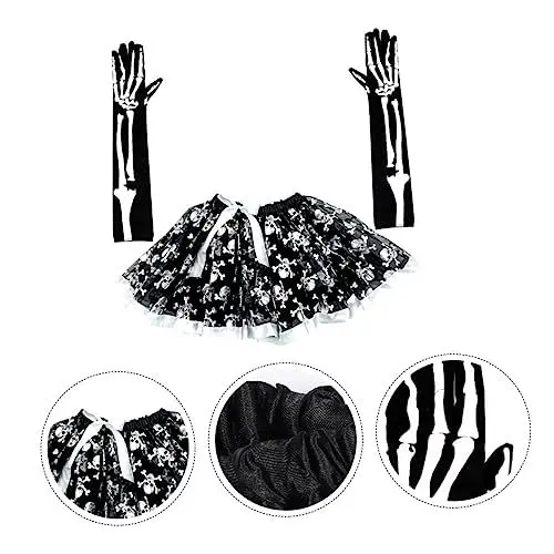 Produktbild: COHEALI 1 Satz Halloween-anzug Schwarzer Tutu-rock Halloween-rock Rockkleid Mit -print Schwarze Abendkleider Gespenster-tutu-rock Prinzessinnenrock Stoff Mädchen Kind Schmücken