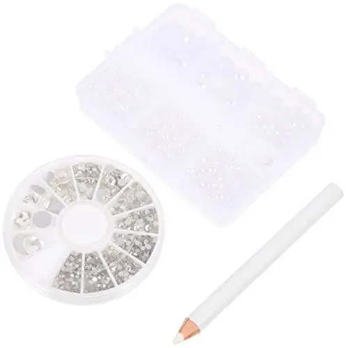 Produktbild: COHEALI 1 Satz Imitationsperle Flacher Diamant Halbe Perlen Halbrunder Perlenschmuck Strass-anhänger Halbrunde Perle Weiße Flache Perlen Dekorative Halbperlen Material Handy Harz