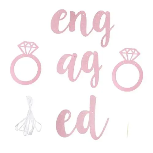 Produktbild: COHEALI 1 Stück Satz Aktiviertes Eingriffs-pull-flag Hochzeitsbanner Thema Hochzeit Engagement-banner Party-banner Mit Hochzeitsthema Hochzeitsgirlande Golden Zwiebelpulverpapier