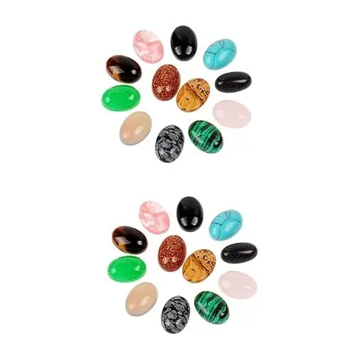 Produktbild: COHEALI 2 Sets Für Halsketten Ketten Schmuckherstellung Armband Perlen-charms-set Kristall-charms Edelsteine Quarzperlen Steine Oval Großpackung Ohne Löcher 10 Stück * 2