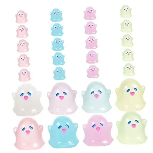 Produktbild: COHEALI 20 Stück DIY Geister Charms Geister Aquarium Dekoration DIY Geist Flatback Garten Mini Geist Miniatur Geister Figuren DIY Handwerk Geister Charme Leuchtende Geister