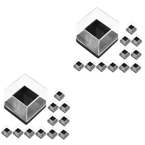 Produktbild: COHEALI 24 Stk Mineralische Standardbox lagercontainer Kunststoff übersichtliches Schaufenster Münzen Mineralienvitrine für Mineralien p.s Transparent