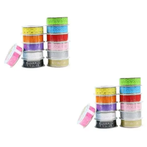Produktbild: COHEALI 24 Stück Klebriges Bastelklebeband Hohles Spitzenband Abdeckband Dekoratives Klebeband Scrapbooking Basteln Spitzenbesatzband