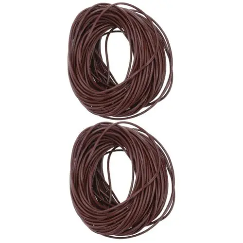 Produktbild: COHEALI 2St Perlenschnur handlocher handmass accesories Binden bescherung Kordel zur Schmuckherstellung handgefertigte Armbänder Flexibler Draht Lederband für Schmuck Lederschnur Brown