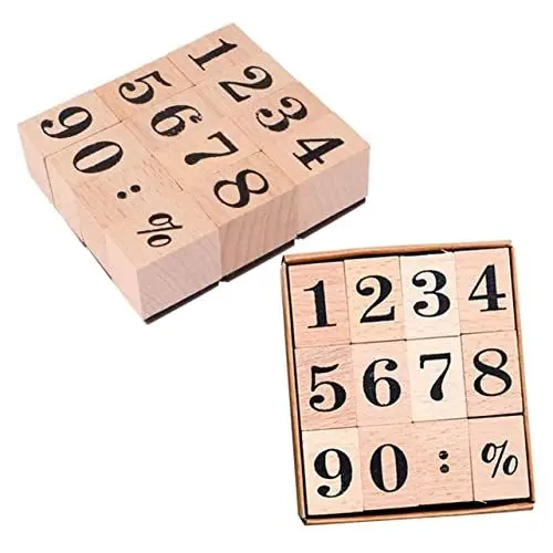 Produktbild: COHEALI Mehrzweck-stempelset für Bastelarbeiten Handgefertigte Zahlenstempel Aus Holz Dekorative Sammelalbum-stempel