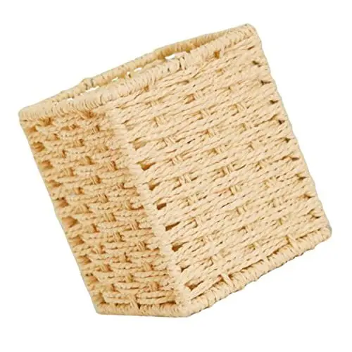 Produktbild: COHEALI 2 Stk Gewebte beige geflochtene aufbewahrungskörbe Desktop-Bürstenhalter Blumenkorb aus Rattan aufbewahrungskorb deko Büro-Stiftbehälter Behälter für Kleinigkeiten