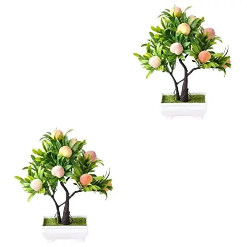 Produktbild: COHEALI 2 Stücke Faux Topf Pfirsich Baum Künstliche Anlage Decor Einfach Pflege Realistische Look Für