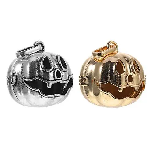 Produktbild: COHEALI 2st Halloween-kürbislaterne-anhänger Hausgemachte Ornamente Halloween-armbandcharme Kürbis-schmuck-anhänger Halloween-schmuck-anhänger Mini-kürbisglocken Kupfer Halskette Handbuch