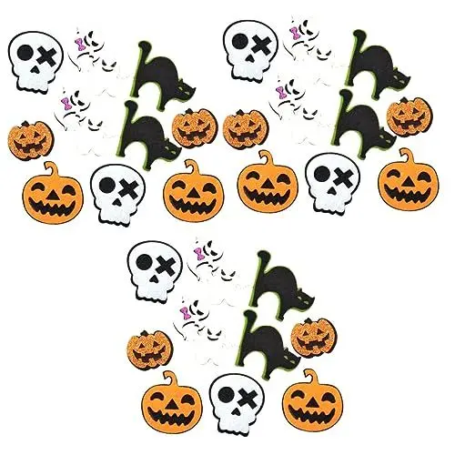 Produktbild: COHEALI 3 Sets Halloween-bastelset Filzscheiben Mit Kürbis-totenköpfen Und Geistermotiven Filzchips Für Dekorationen Und Kostüme 12 Stück * 3