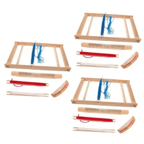 Produktbild: COHEALI 3St Holzwebstuhl kinderwebrahmem Mini Loom Machine Handwebstuhl Handwebrahmen DIY-Webrahmen Kinderspielzeug Webmaschine Strickspielzeug für frühes Lernen Webstuhlrahmen hölzern