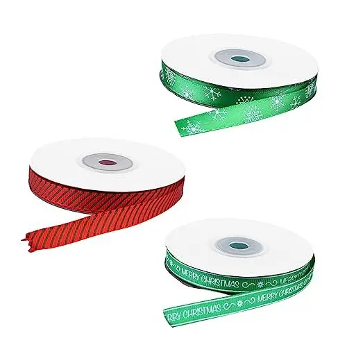 Produktbild: COHEALI 3 Rollen Weihnachtsband Weihnachtsgeschenke Weihnachten DIY Geschenkbänder Weihnachtsbänder ribbon bandfeile Weihnachtsdruckbänder Präsentieren Sie Verpackungsbänder Polyester