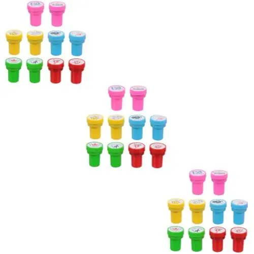 Produktbild: COHEALI 3 Sätze Siegel Kinder Stempel Kinderstempel Farbenfrohe Stempel Diy-stempel Tierstampfer Stempel Spielzeug Spielzeuge Cartoon-stempel Pre-ink-belohnungsstempel Plastik 10 Stück * 3