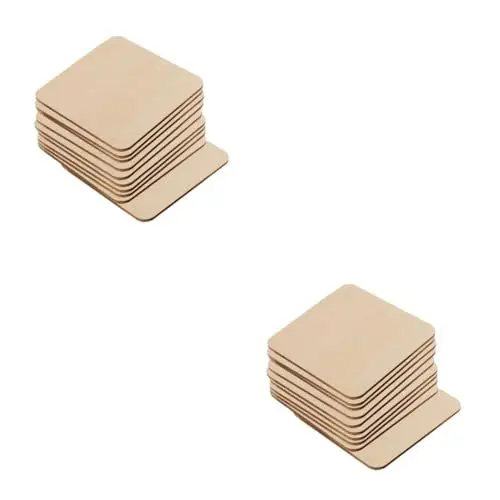 Produktbild: COHEALI 40 Stück Holzornamente Leere Ausschnitte Quadratische DIY Ausschnitte Bastelarbeiten Flache Ornamente Holzscheiben Für Zuhause Holzscheiben Holzdekorationen DIY