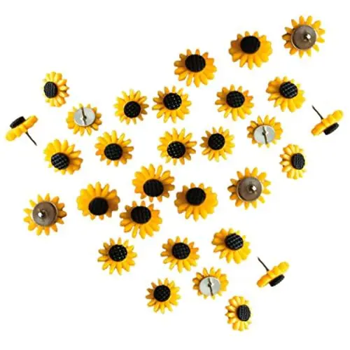Produktbild: COHEALI 40 Stück Sonnenblumen Pinnnadeln Für Korktafeln Pinnwandnadeln Wiederverwendbare Pinnnadeln Für Korktafeln Niedliche Pinnnadeln Zarte Reißzwecken Bürobedarf Kleine
