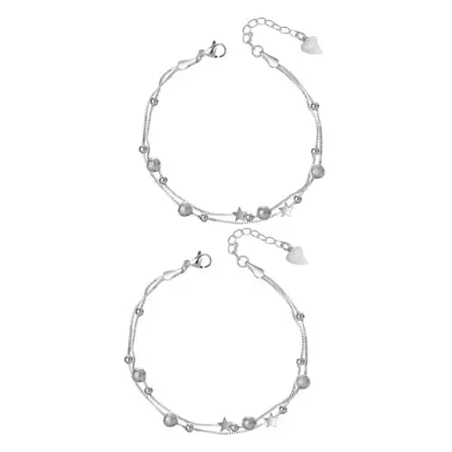 Produktbild: COHEALI 4 Stück Armband Süße Armbänder Knöchelschmuck Knöchel-fuß-kette Stern Fußkettchen Silberkette Dame Fußkettchen Frauen Knöchelkette Fußkettchen Für Damen Fräulein Silber 925 Einfach