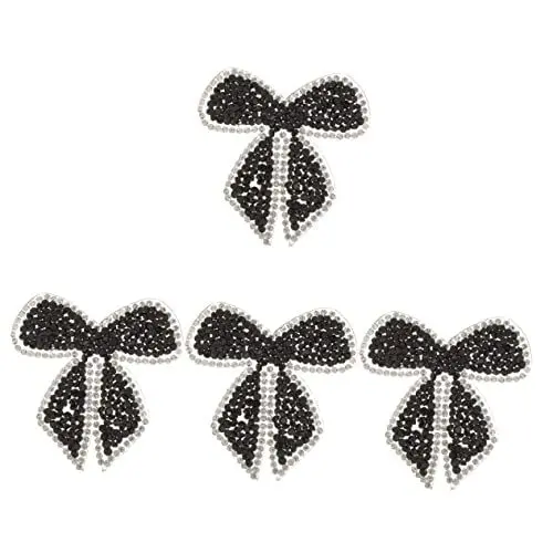 Produktbild: COHEALI 4 Stück Heißkleber-bodenstoffaufkleber Strass-Schuhe Patches Strass-Abzeichen-Patch Diamantapplikation Aufnäher Für Hochzeitskleider Braut Heißschmelzkleber Bügeln Perlen