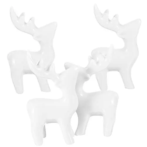 Produktbild: COHEALI 4 Stück Hirschverzierung Figuren Von Waldtieren Rentierfiguren Aus Porzellan Hirsch Tierfiguren Stehende Hirschfiguren Rentierfiguren Porzellan Skulptur Weißes Porzellan Haushalt