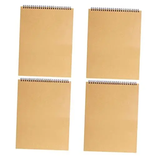 Produktbild: COHEALI 4 Stück Zeichnungsskizze Kraftpapierauflage zeichenbuch 16k Skizzenbuch Bleistifte Zeichenzubehör aquarell buch aquarellbuch tonpapier weiß notebooks Skizzenpapier Zeichenpapier