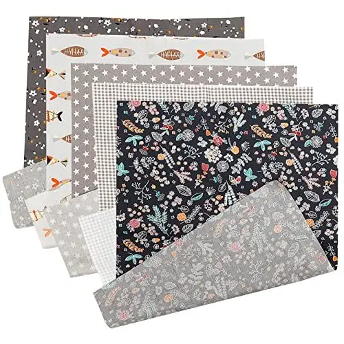 Produktbild: COHEALI 5 Blätter Bedruckter Twill-Stoff Stoff Zum Nähen Von Hand Quadratisches Stofftuch Mit Blumenmuster Vorgeschnittene Stoffreste Nähstoff Stickstoff Mach Es Selbst Baumwolle Patchwork