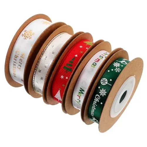 Produktbild: COHEALI Weihnachtsband für 5 Rollen Verpackungsmaterial Dekorative Bänder Kein Bügeln Erforderlich Polyestermaterial