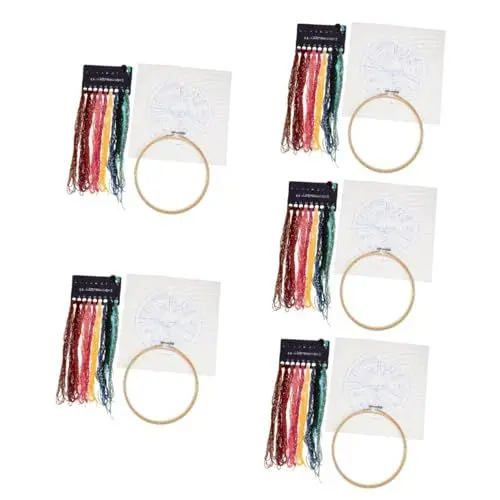Produktbild: COHEALI 5 Sätze Kreuzstich Strickset Stanznadel-kits Stoffmalerei Sticksets Für Erwachsene Nähzeug Nähprodukte Punch Handarbeitsset Diy-sticksets Kunst- Und Bastelset Handstickset Hölzern
