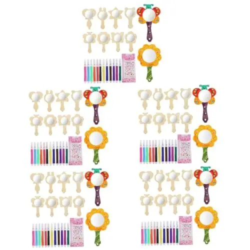 Produktbild: COHEALI 5 Sets Holzspiegel Set Für Kinder Zum Basteln Holzspiegel Kleiner Holzspiegel Kleine Spiegel Zum Basteln Bastelbedarf Für Kinder Holzspiegel Kinderspiegel Kleiner