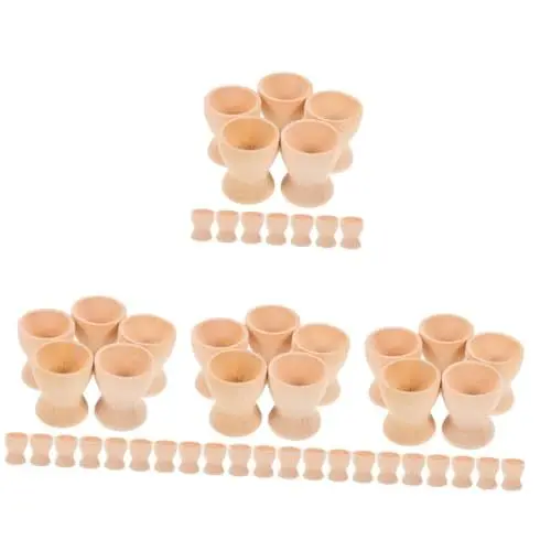 Produktbild: COHEALI 60 Stk Ostereier ostern eierbecher eierhalter ostern osterstreudeko backdecor ostern osterdekoration unfertiger Eierständer aus Holz Halter für unfertige Eier selber machen