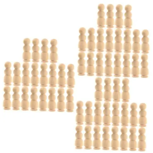 Produktbild: COHEALI 60 Stück Malerei Basteln DIY Zeichnung Ornament Pädagogisch Kinder Bastelspielzeug Leere Steckpuppen Steckpuppen Unvollendete DIY Puppen Unvollendete Büro Basteleien