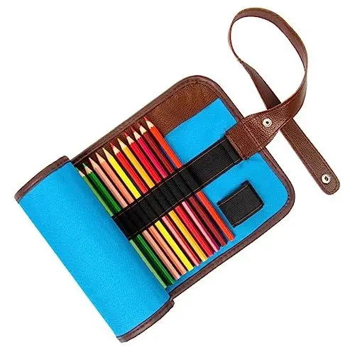 Produktbild: COHEALI Farbstift-Organizer buntstifte ritauls wasserfarbenstifte Federmäppchen aus Segeltuch Künstler-Federmäppchen bleistifte Farbstift-Aufbewahrungstasche Tasche für Farbstifte Blue