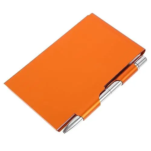 Produktbild: COHEALI Kreatives Notizbuch Mini-notizbuch Mit Stift Notizblöcke Aus Metallgehäuse Notebookhalter Abreißbare Memo-tabs Notizblock Klein Notizblocktasche Notizblockhalter Orange Papier