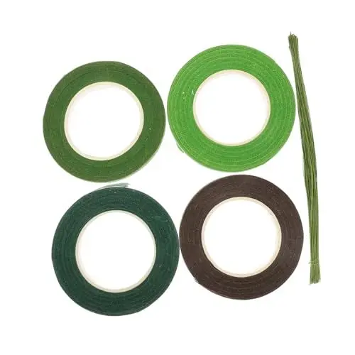 Produktbild: COHEALI Künstliches Blumenmaterial Blumenstrauß-kit Blumenarrangement-kit Stängelband Blumenstieldraht Dekorativer Blumendraht Grünes Paddelkabel Floraler Drahtschneider Aufkleber