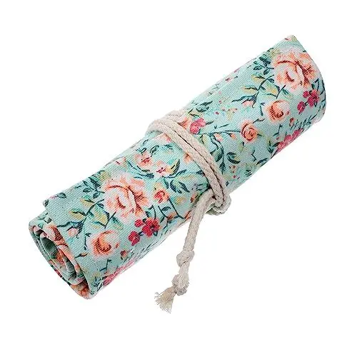 Produktbild: COHEALI Rollen Besteck-tragekoffer Bleistift-rolltasche Pinsel-Tragetasche Canvas-Bleistift-Organizer-Tasche Pinseletui Reiseutensilientasche Mädchen Segeltuch Handbuch Stifthalter