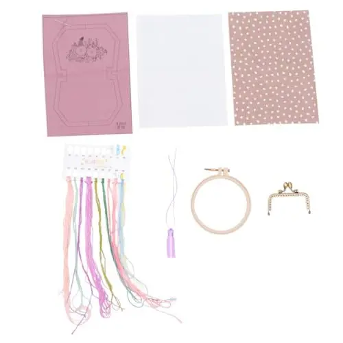 Produktbild: COHEALI Taschenstickerei Geldbörse Für Mädchen Stickset Für Kinder Stickwerkzeuge Frau Handarbeitswerkzeuge Stickgarn-kit Kits Zur Herstellung Von Stickerei-geldbörsen Nähen Violet