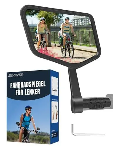 Produktbild: Fahrradspiegel für E-bike Links, 300°Drehbar Rückspiegel Fahrrad Spiegel Lenker mit Großem Spiegel, Fahrradzubehör E-bike Universal für Fahrrad, Mountainbike, Rennräder, E-Scooter
