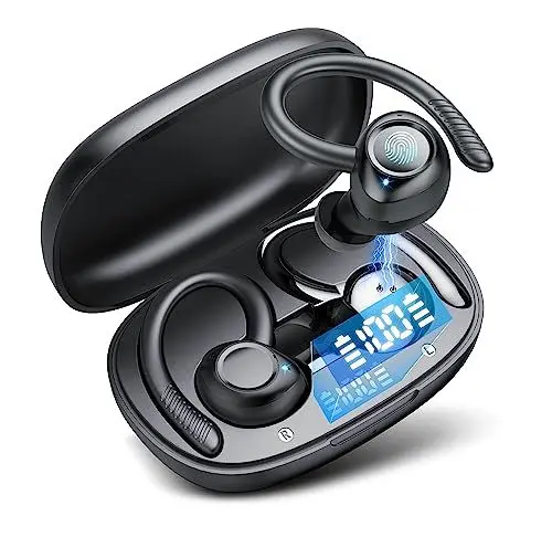 Produktbild: coioc Bluetooth Kopfhörer Sport, In Ear Kabellos Bluetooth 5.3, 50 Std Spielzeit LED Anzeige, IPX7 Wasserdicht Ohrhörer, Tiefer Bass, Bequem zu Tragende Kabellose Kopfhörer für Den Sport