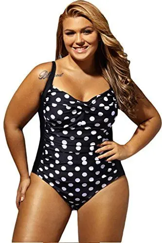 Produktbild: Cokar Damen Badeanzug Schwimmanzug Schwimmkleidung Oversize übergrößen Einteiler Punkt
