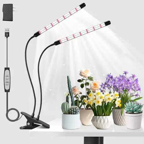 Produktbild: COKOLILA 2 Köpfe Pflanzenlampe LED, 160 LEDs 6500K 630nm Vollspektrum Grow Light, 3 Lichtmodi Pflanzenlicht mit 6/12/18H Neuestem Timer, 5 Helligkeit, ideal für Pflanzen